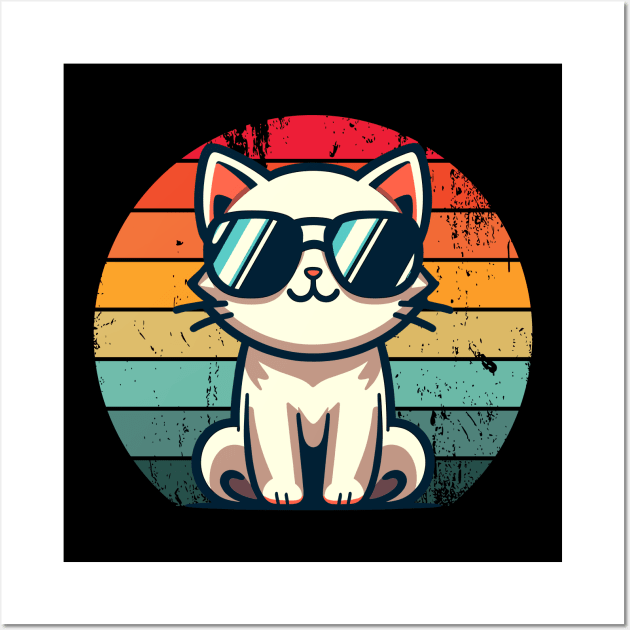 Retro Cat in Sunglasses Novelty Funny Cat Wall Art by KsuAnn